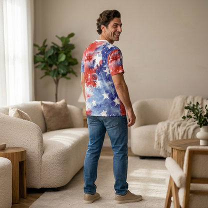 Patriotic Watercolor Stars All-Over Print T-Shirt