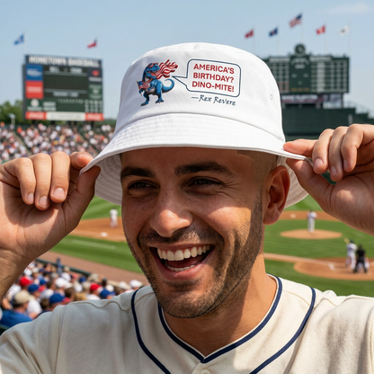 Patriotic 'America's Birthday? Dino-Mite!' Bucket Hat