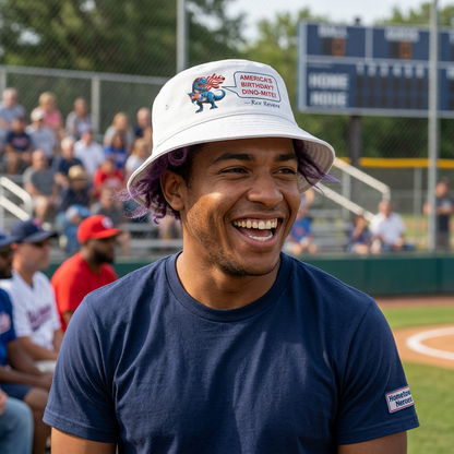 Patriotic 'America's Birthday? Dino-Mite!' Bucket Hat
