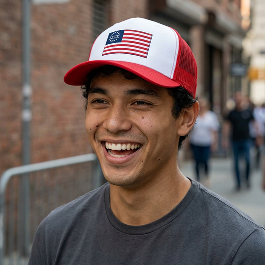 American Flag Dog Trucker Hat-250th Anniversary – UV Protection, S/M/L