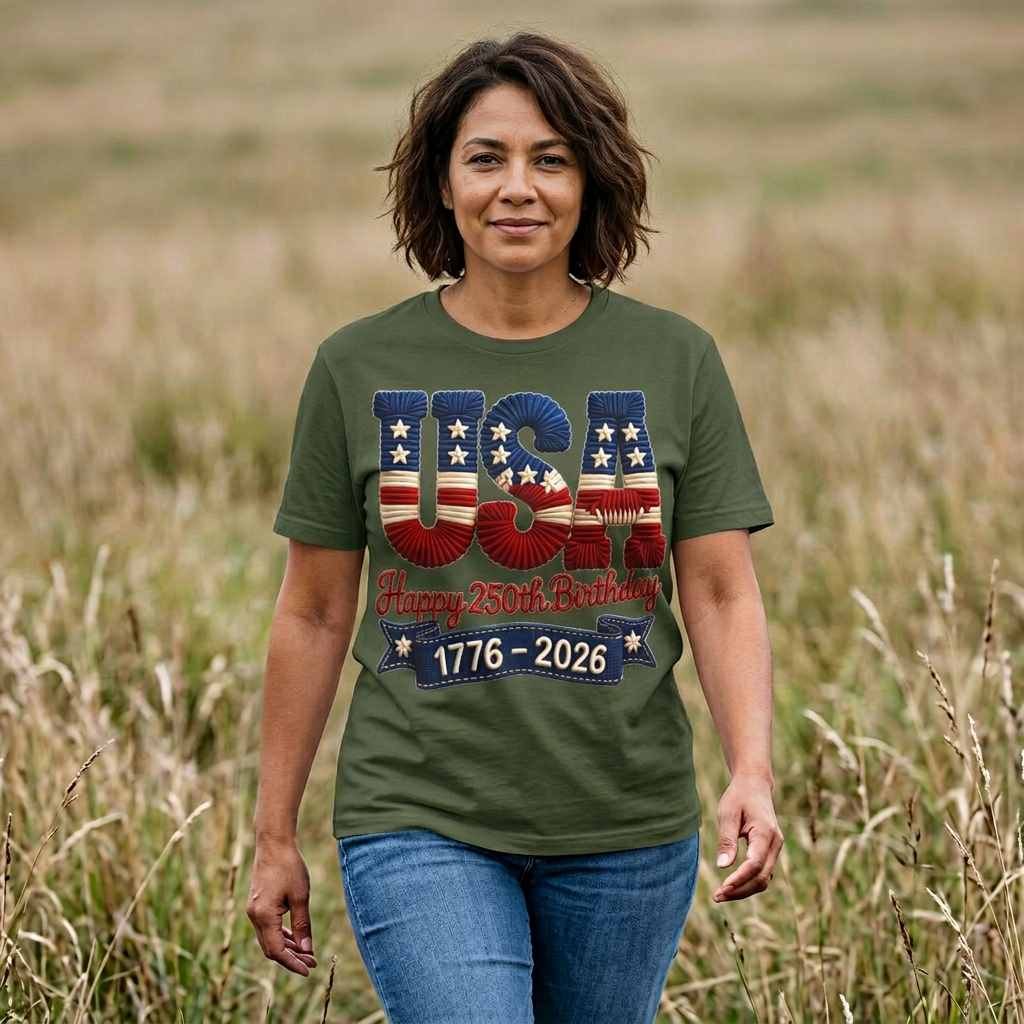 America 250 Distressed Flag Tee — 1776 to 2026 Patriotic Birthday Shirt