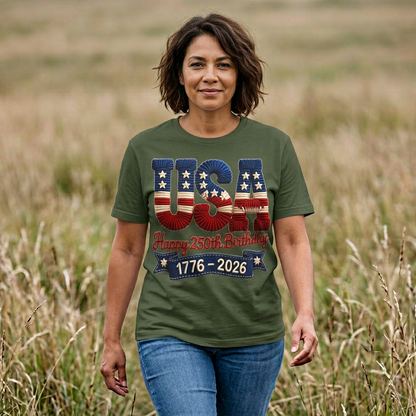 America 250 Distressed Flag Tee — 1776 to 2026 Patriotic Birthday Shirt