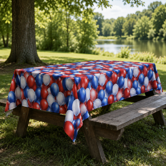 America 250 Red White Blue Balloon Tablecloth