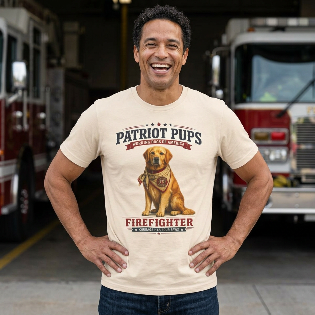 Scout the Firefighter T-Shirt | Patriot Pups™ | Courage Has Four Paws