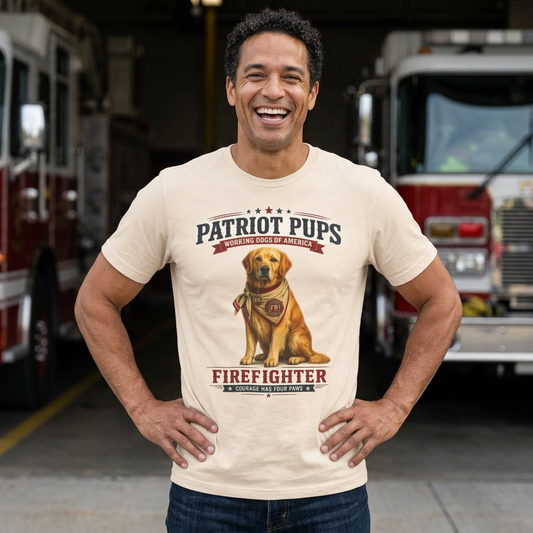 Scout the Firefighter T-Shirt | Patriot Pups™ | Courage Has Four Paws