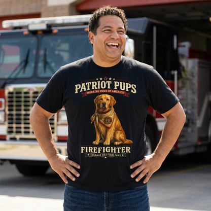 Scout the Firefighter T-Shirt | Patriot Pups™ | Courage Has Four Paws