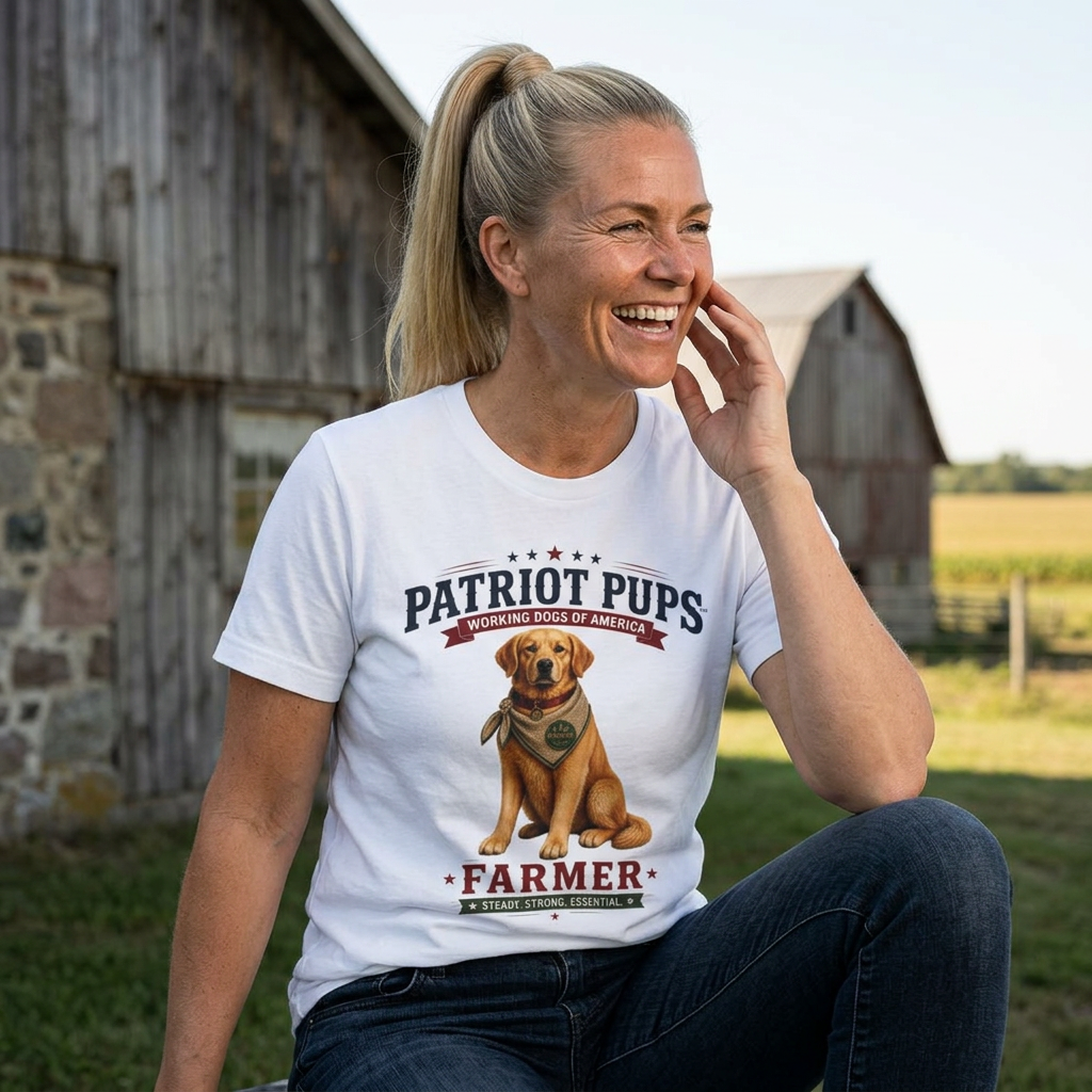 Scout the Farmer T-Shirt | Patriot Pups™ | Steady. Strong. Essential.