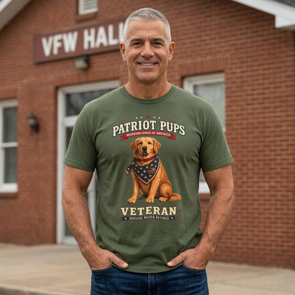 Scout the Veteran T-Shirt | Patriot Pups™ | Service Never Retires