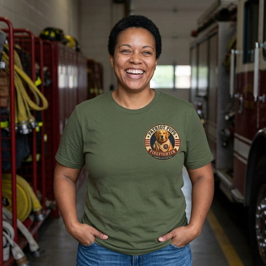 Scout the Firefighter Graphic Tee | Patriot Pups™ | Brave. Ready. Dedicated