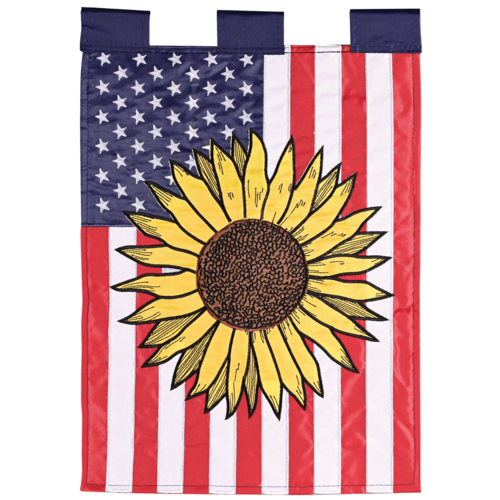 Patriotic Sunflower Double Applique Garden Flag 13X18 Inches