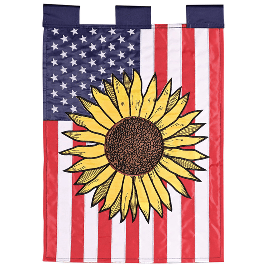 Patriotic Sunflower Double Applique Garden Flag 13X18 Inches