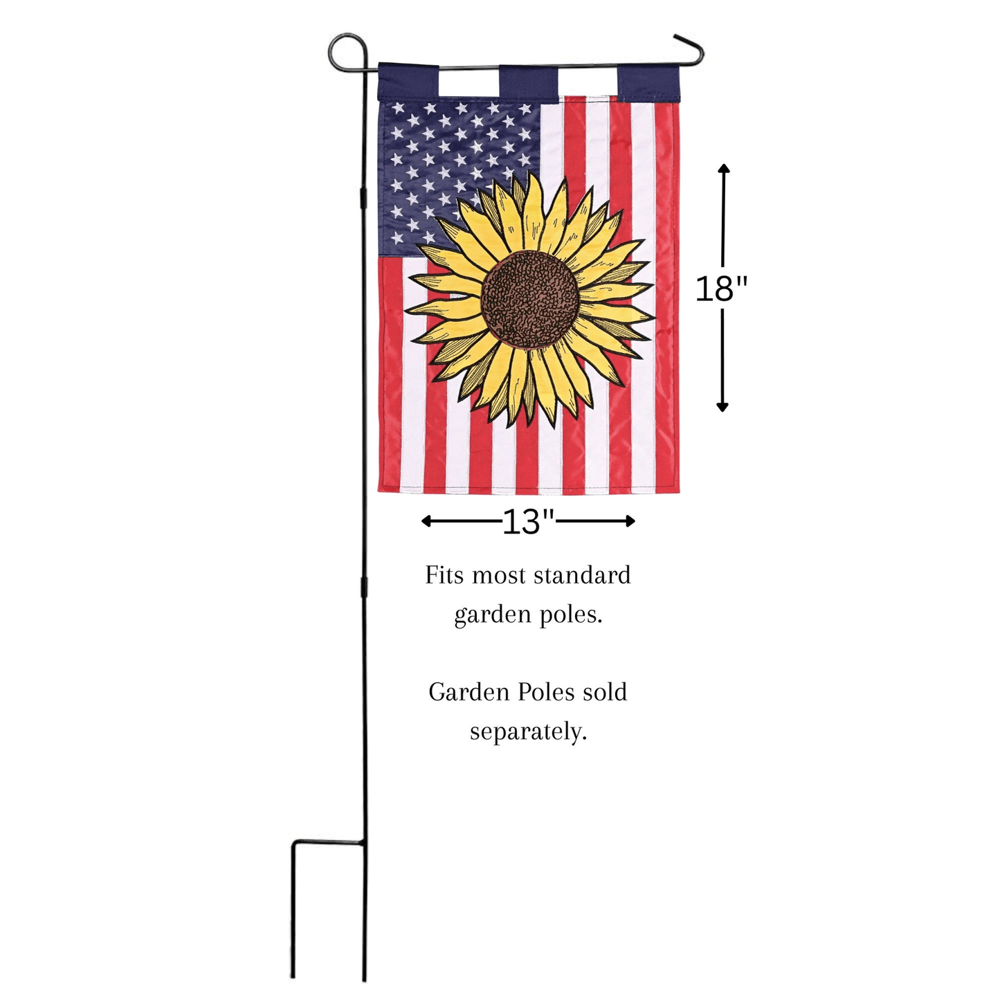 Patriotic Sunflower Double Applique Garden Flag 13X18 Inches