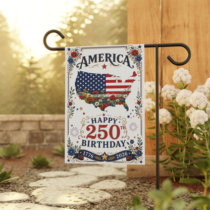 America 250th Birthday Garden Flag | Patriotic USA Banner 1776–2026