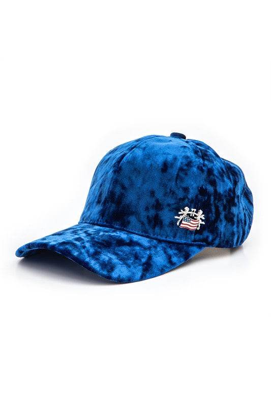 American Flag Angel Pin Velour Cap - Patriotic Adjustable Baseball Hat