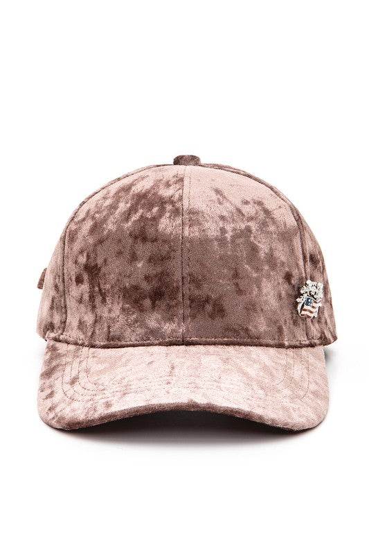 American Flag Angel Pin Velour Cap - Patriotic Adjustable Baseball Hat