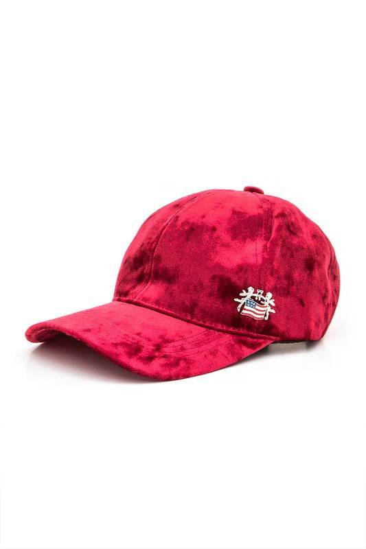 American Flag Angel Pin Velour Cap - Patriotic Adjustable Baseball Hat