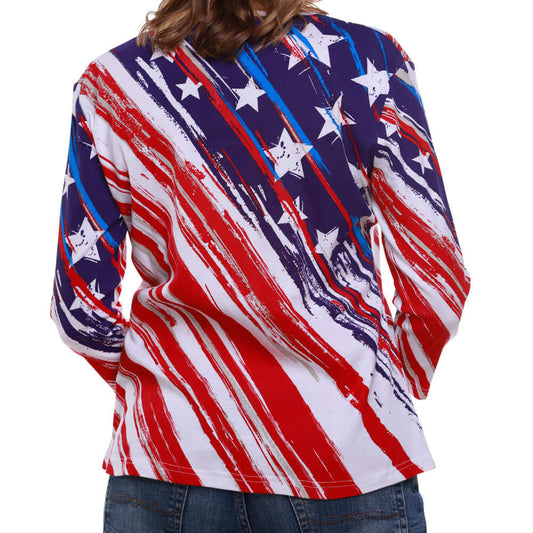 Stars & Stripes Women's 3/4 Sleeve Top - USA Flag | Flag Shirt