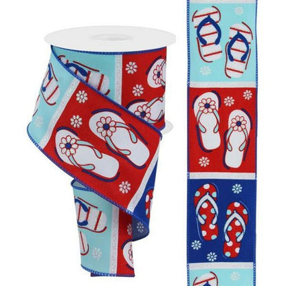 2.5" Patriotic Flip Flop Ribbon: Red (10 Yard)