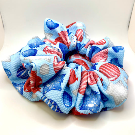 Red White Blue Balloon Patriotic Oversized Scrunchie