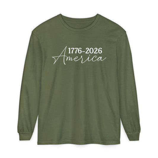 America 1776–2026 Long Sleeve Shirt — Patriotic Anniversary Tee
