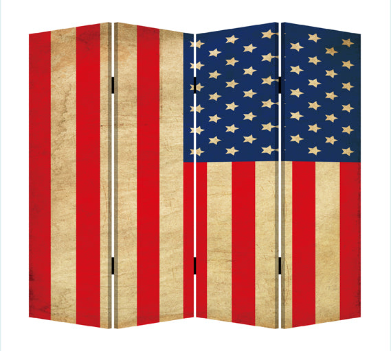 1inches x 84inches x 84inches Multi Color Wood Canvas American Flag