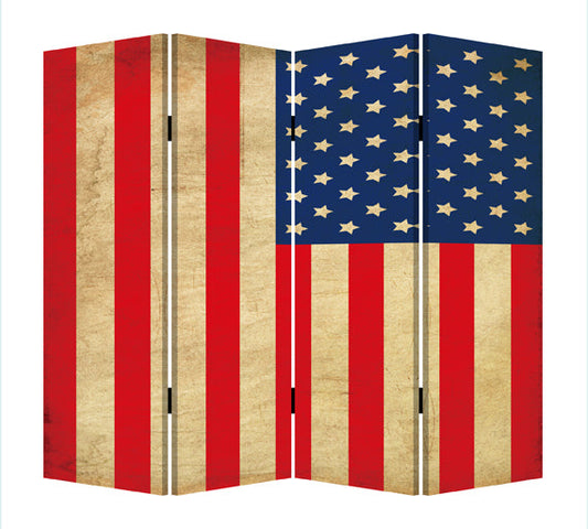 1inches x 84inches x 84inches Multi Color Wood Canvas American Flag