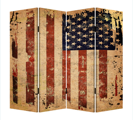 1inches x 84inches x 84inches Multi Color Wood Canvas American Flag