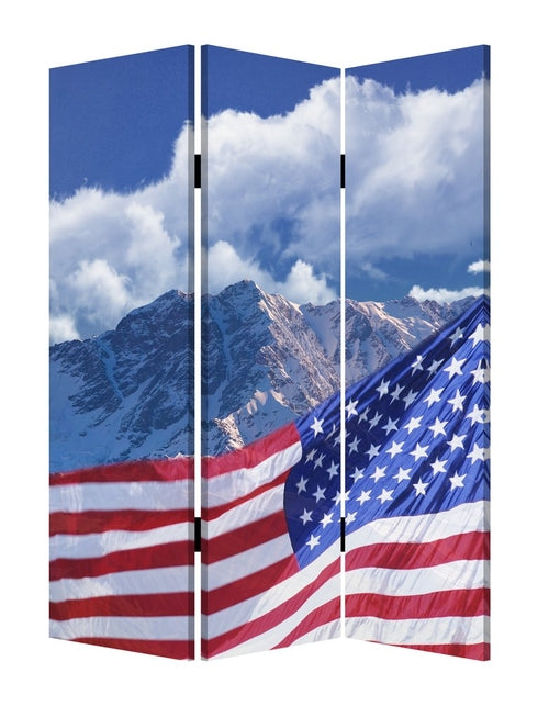 72" Red White And Blue American Flag Reversible Canvas Folding Three