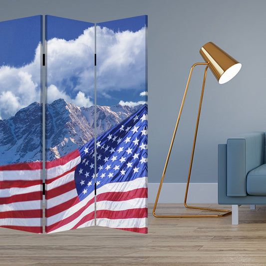 72" Red White And Blue American Flag Reversible Canvas Folding Three