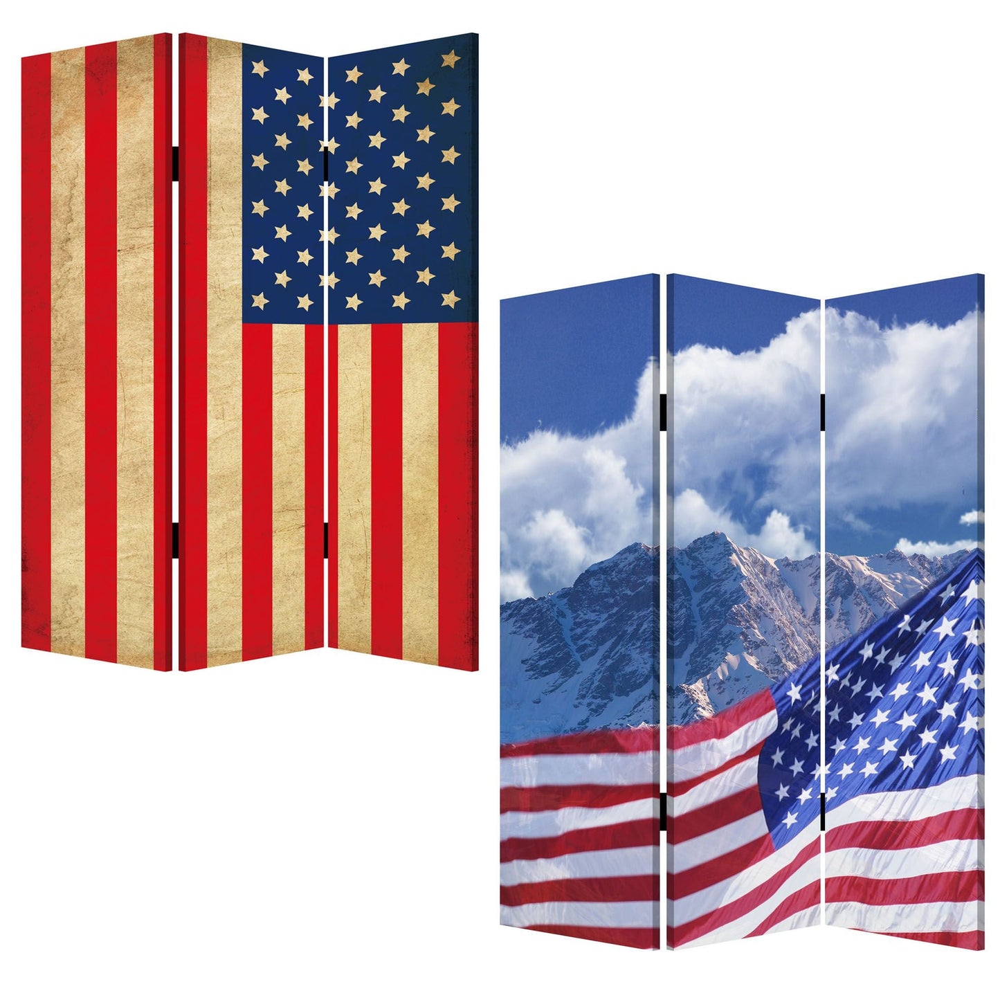 72" Red White And Blue American Flag Reversible Canvas Folding Three