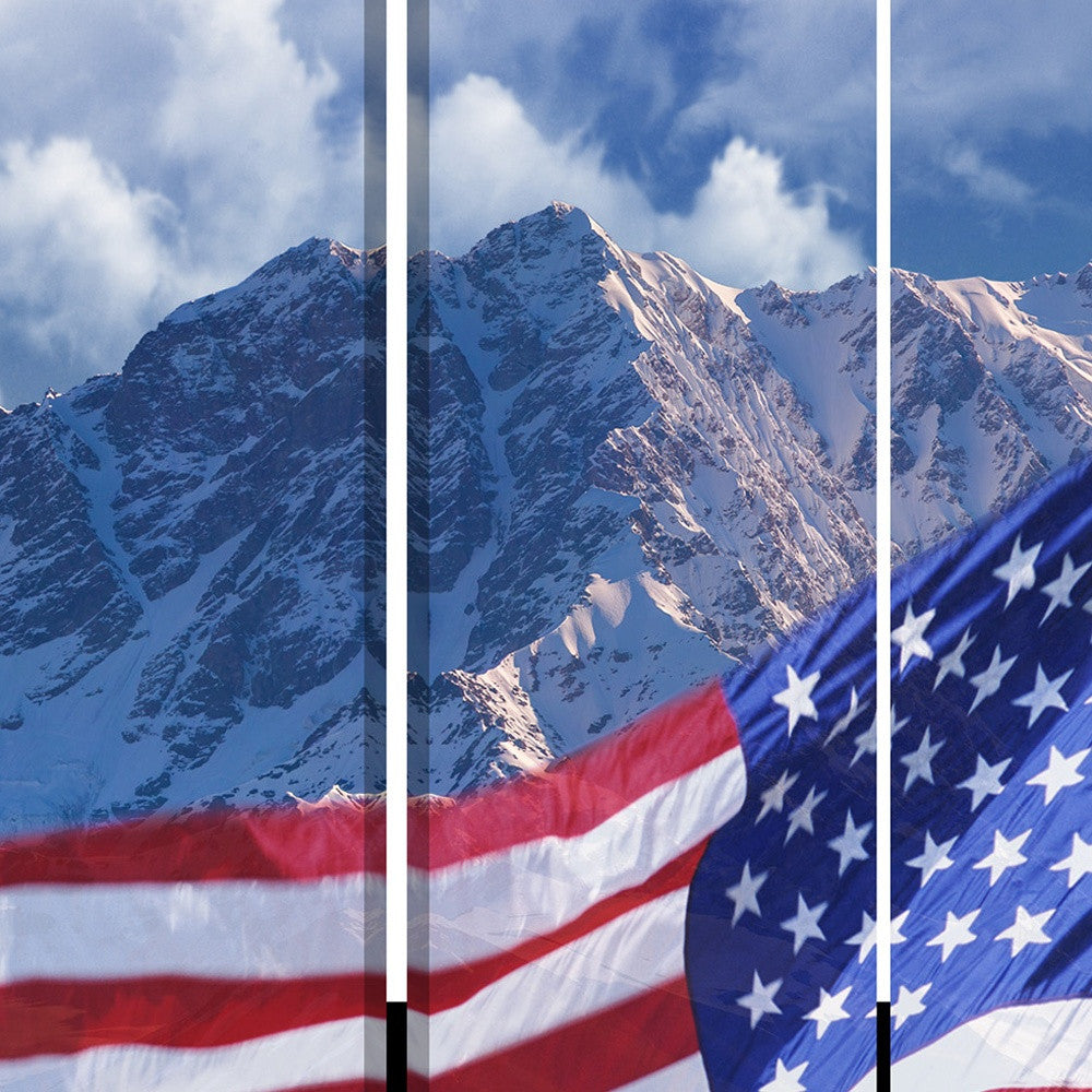 72" Red White And Blue American Flag Reversible Canvas Folding Three