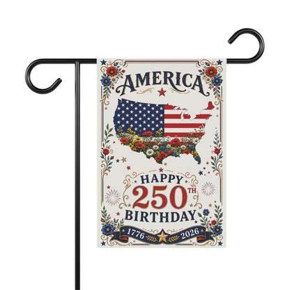 America 250th Birthday Garden Flag | Patriotic USA Banner 1776–2026