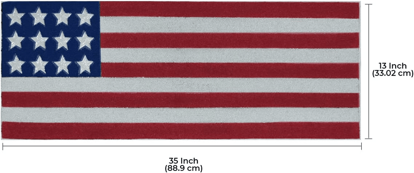 Patriotic Usa Flag Beaded Table Runner