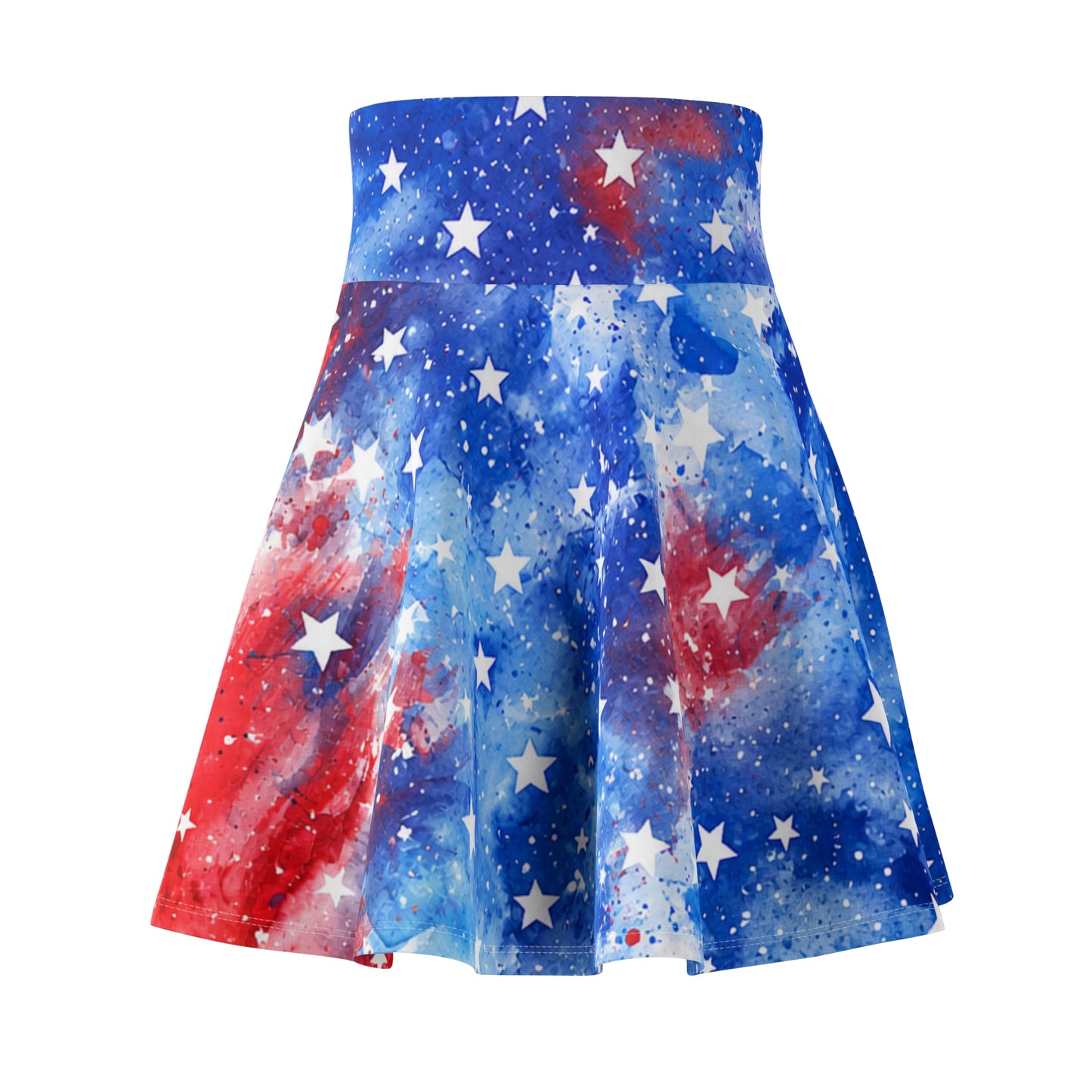 Patriotic Red White & Blue Star Skater Skirt — Women’s 4th of July AOP