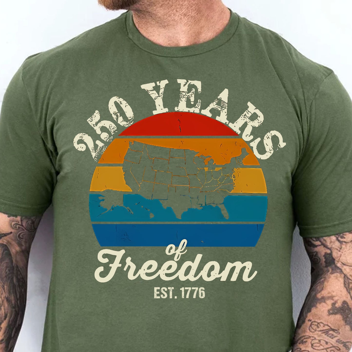 250 Years Of Freedom Retro Map Shirt | Happy 250th Birthday USA | Patriotic 4th Of July Tee | America 250th Anniversary | Independence Day Shirt 682569