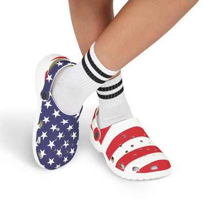 Kids Patriotic Foam Clogs | July 4th Shoes with Charms