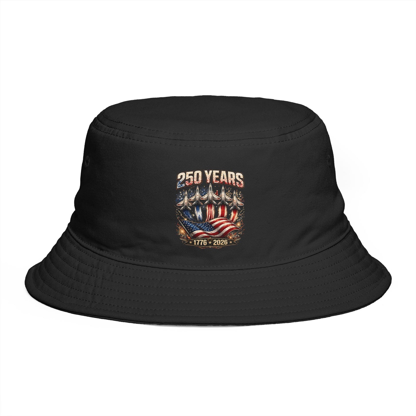 250 Years American Flag Bucket Hat – 1776–2026 Patriotic Cotton Cap