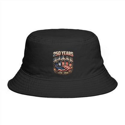 250 Years American Flag Bucket Hat – 1776–2026 Patriotic Cotton Cap