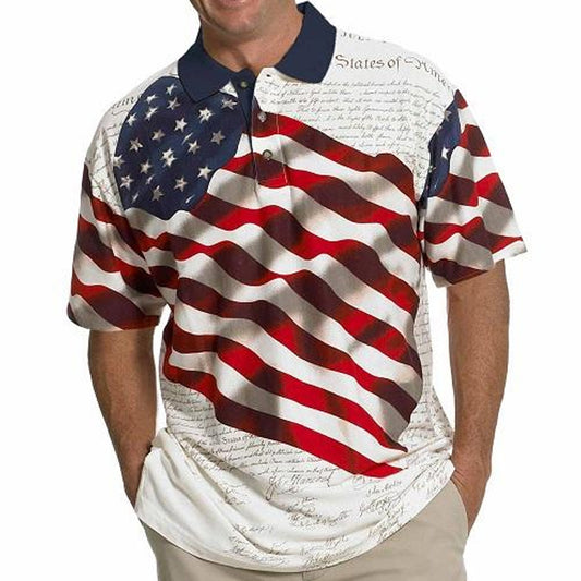 America 250 American Flag Tech Polo – Men's