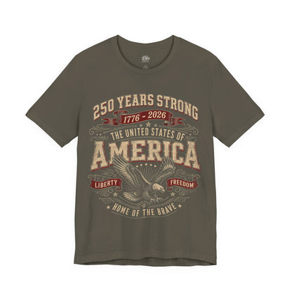 America 250 Eagle Liberty Tee army green unisex tee, 250 Years Strong 1776–2026