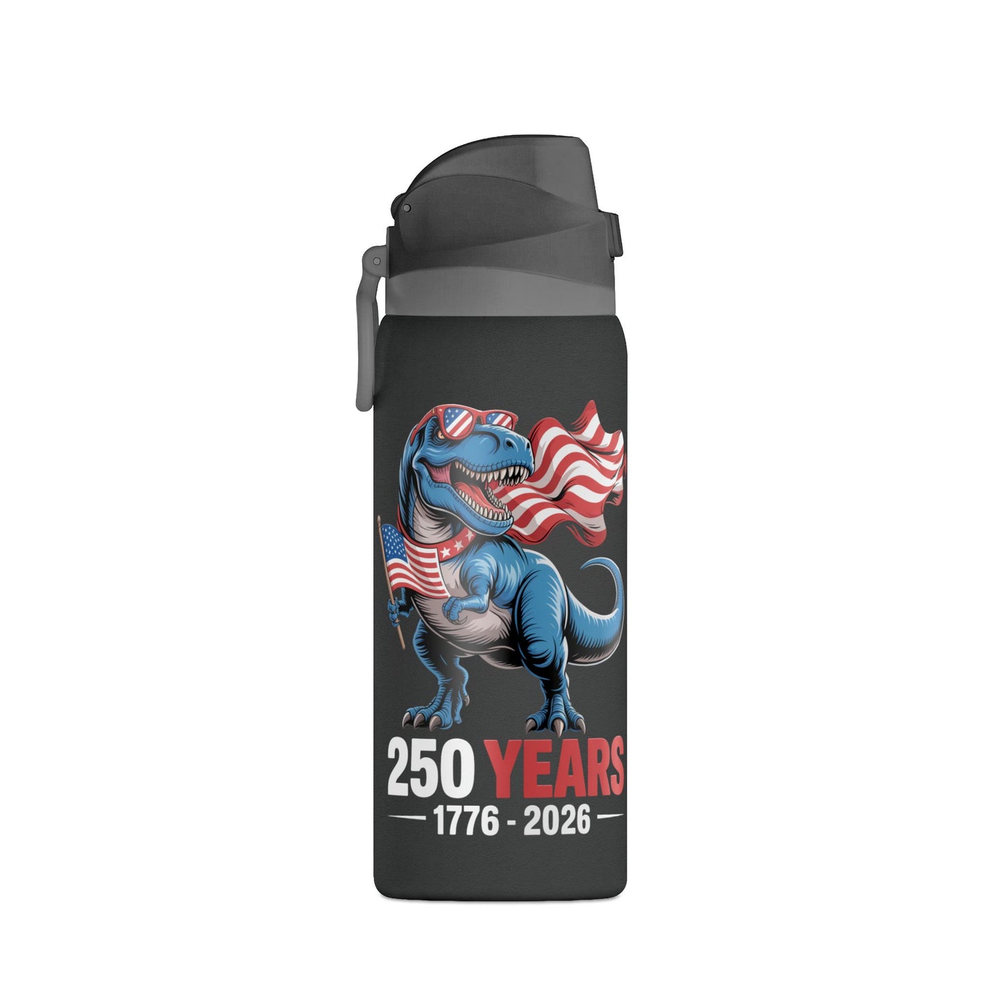 America 250 T-Rex Flag Insulated Bottle — 32oz Patriotic Drinkware