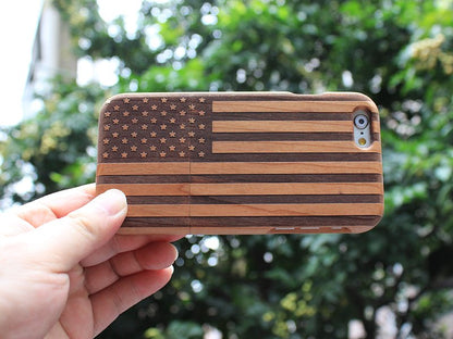 Wood USA Flag iPhone Case