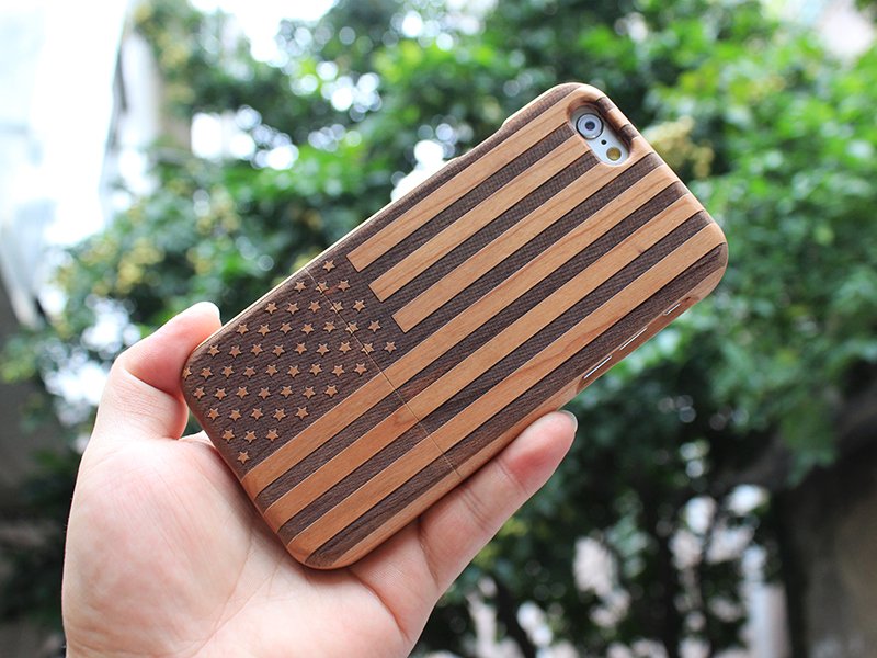 Wood USA Flag iPhone Case