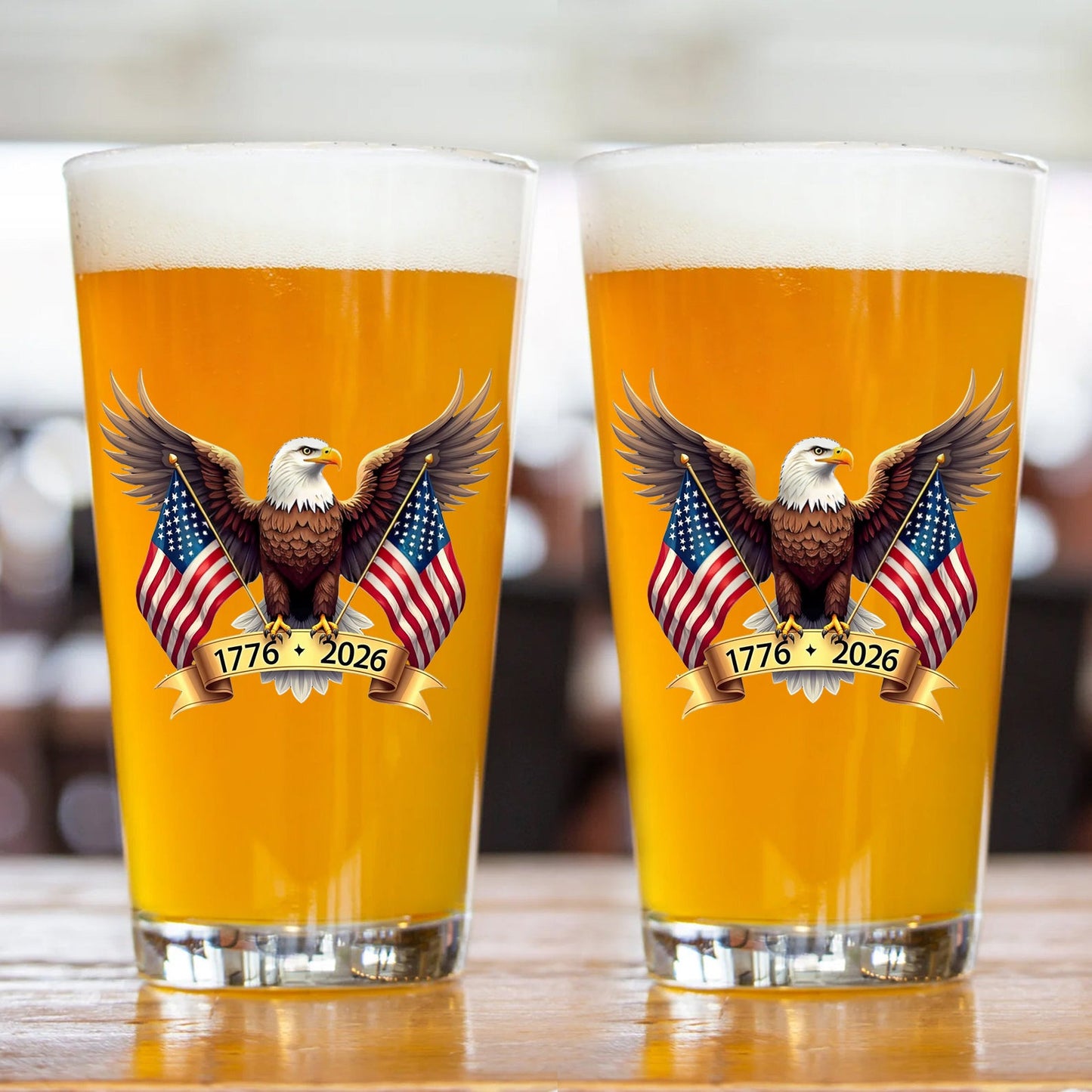 American Eagle and US Flag 250 Years Glass | Happy 250th Birthday USA | Patriotic 4th of July Glass | Independence Day Whiskey Glass Beer Glass 682563