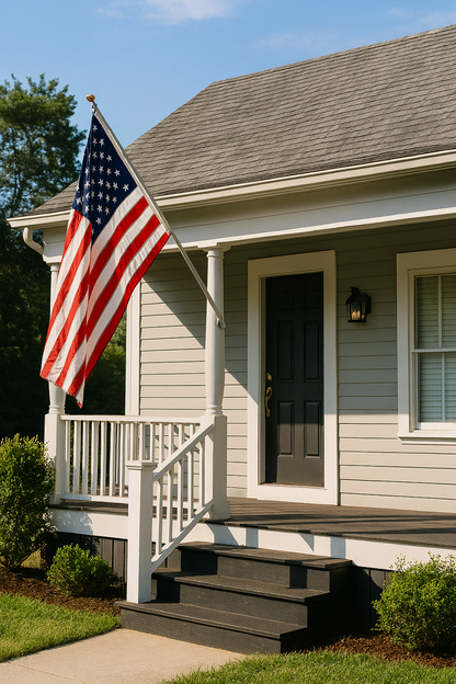 Complete Outdoor American Stainless Steel Flag Set with Adjustable Bracket