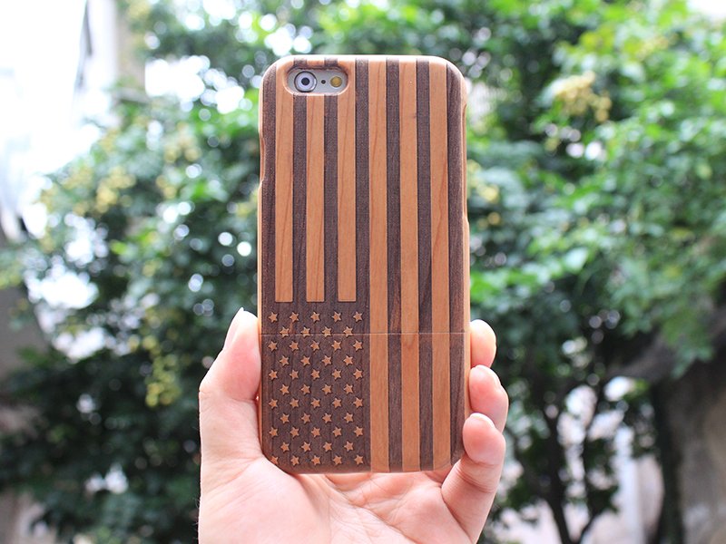 Wood USA Flag iPhone Case