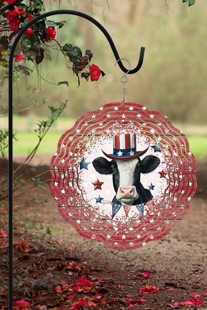 Patriotic USA America Cow Home Decor Wind Spinner