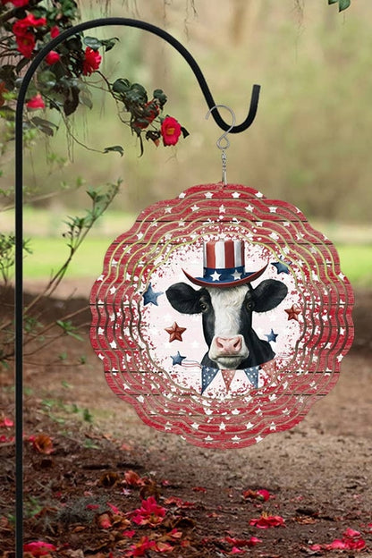 Patriotic USA America Cow Home Decor Wind Spinner