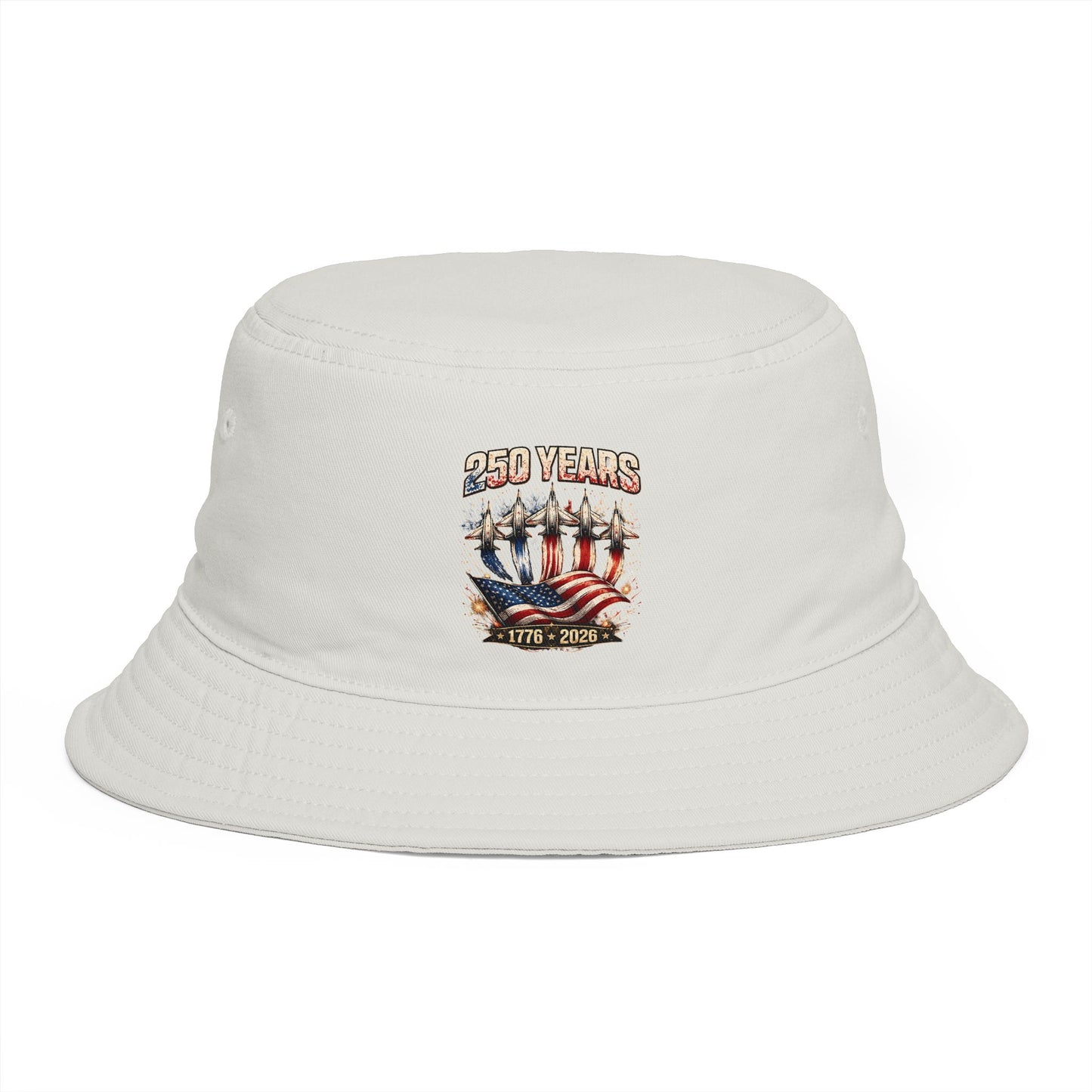 250 Years American Flag Bucket Hat – 1776–2026 Patriotic Cotton Cap