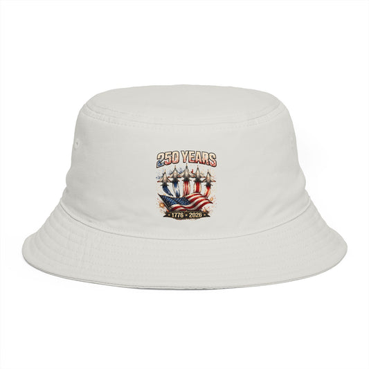 250 Years American Flag Bucket Hat – 1776–2026 Patriotic Cotton Cap